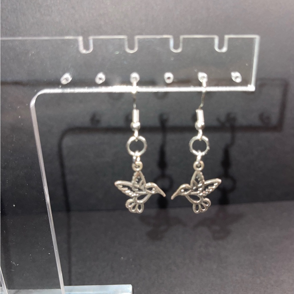 Elegant Silver Hummingbird Earrings